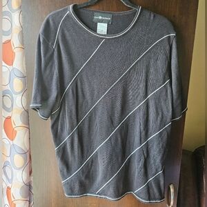 Sag Harbor Women's Black And White Striped Thick T-Shirt Size XL